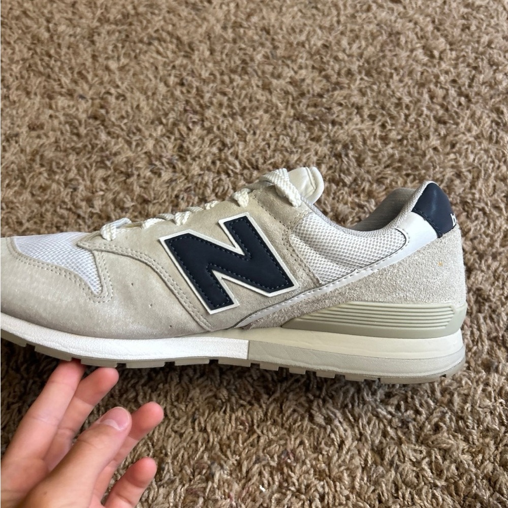 New Balance Men's Cream and Navy Sneakers